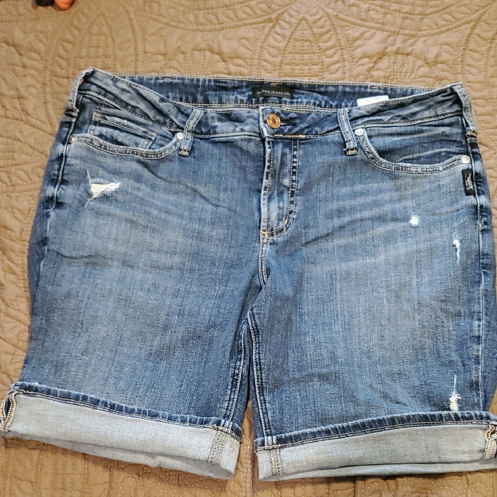 Silver Jeans Distressed Blue Jean Shorts